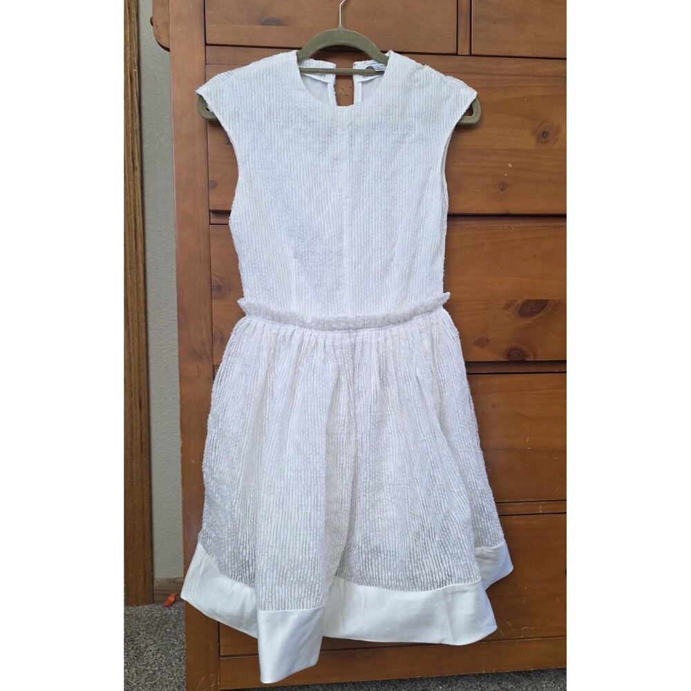 NWT Carven Party Dress Size 34 XS White Sheer Overlay Twirl Mini A Line Events